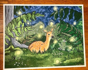 Fawn and Fern 11 x 14 Art Print