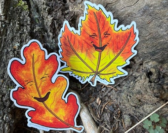 Happy Fall Leaves - Waterproof Vinyl Sticker