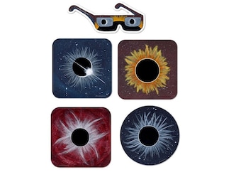 Solar Eclipse Sticker SET of 5 - Waterproof/ UV Resistant