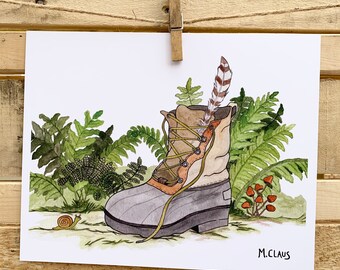 Boot and Fern (light) 8x10 Print
