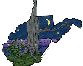 West Virginia Night Sticker