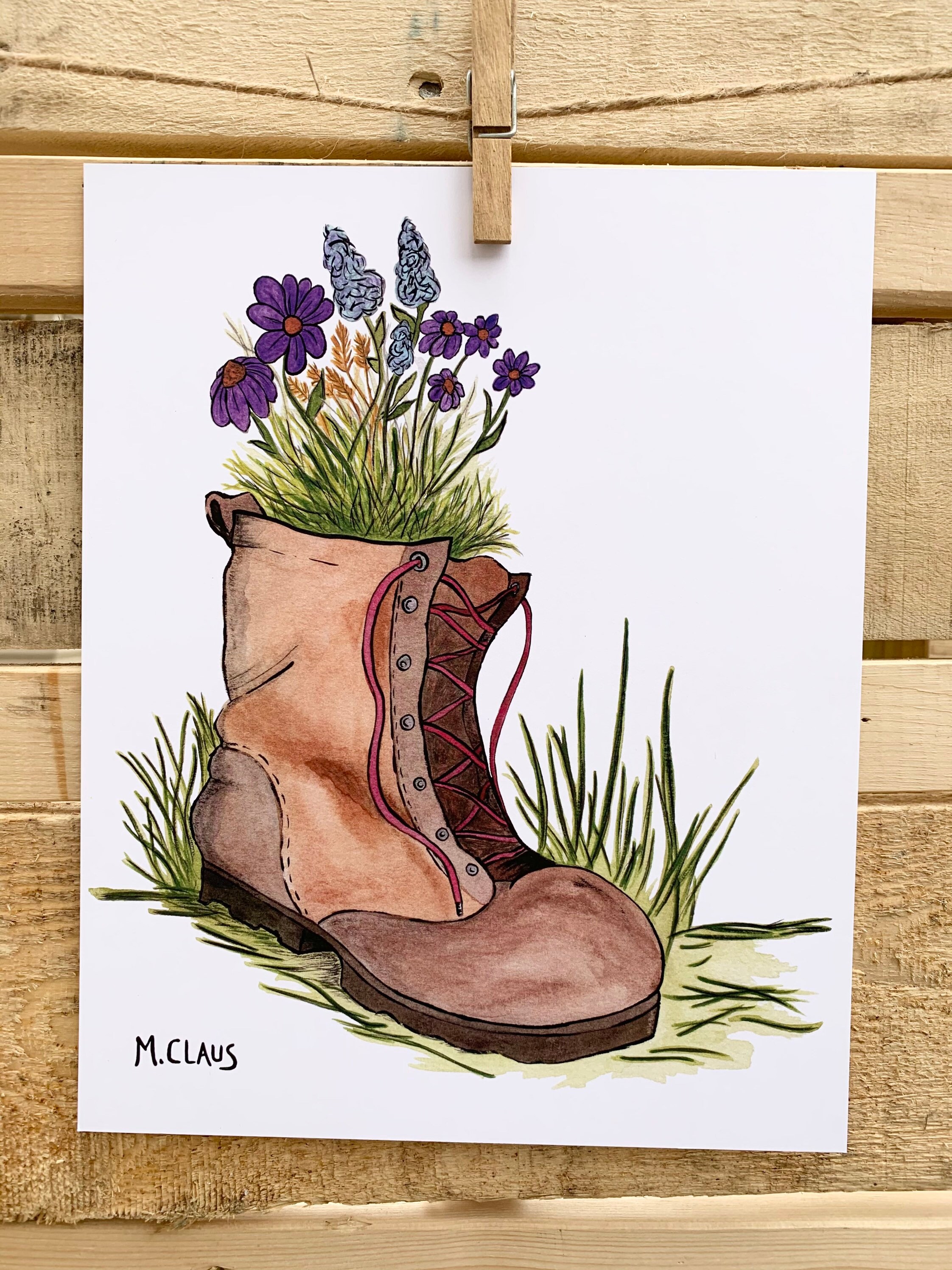 Flowers in Boot 8x10 Print Etsy