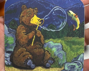 Bear Bubble Fishing - Vinyl Sticker