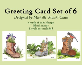 Garden Boots - Greeting Card Set of 6