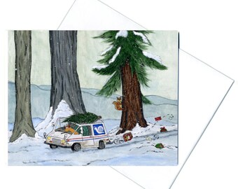 Holiday Card Santa Snail - Greeting Card