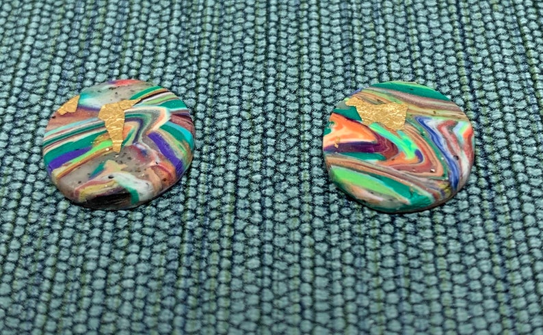 Small Abstract Colorful Circle Polymer Clay Stud Earrings Bright Vibrant Stud Earrings Mother\u2019s Day Gift | Small Circle Stud Earrings