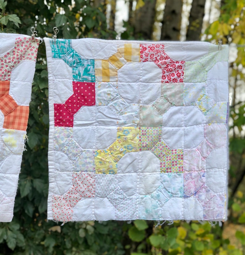 Vintage Bow Tie Quilt Piece Patchwork Quilt Piece Cutter Etsy