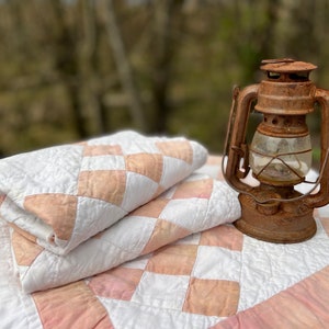 Tan and White Vintage Patchwork Quilt Piece, Crafters Quilt Piece, Cutter Quilt Piece, Shabby Quilt Piece, Handmade Quilt Piece, Quilts