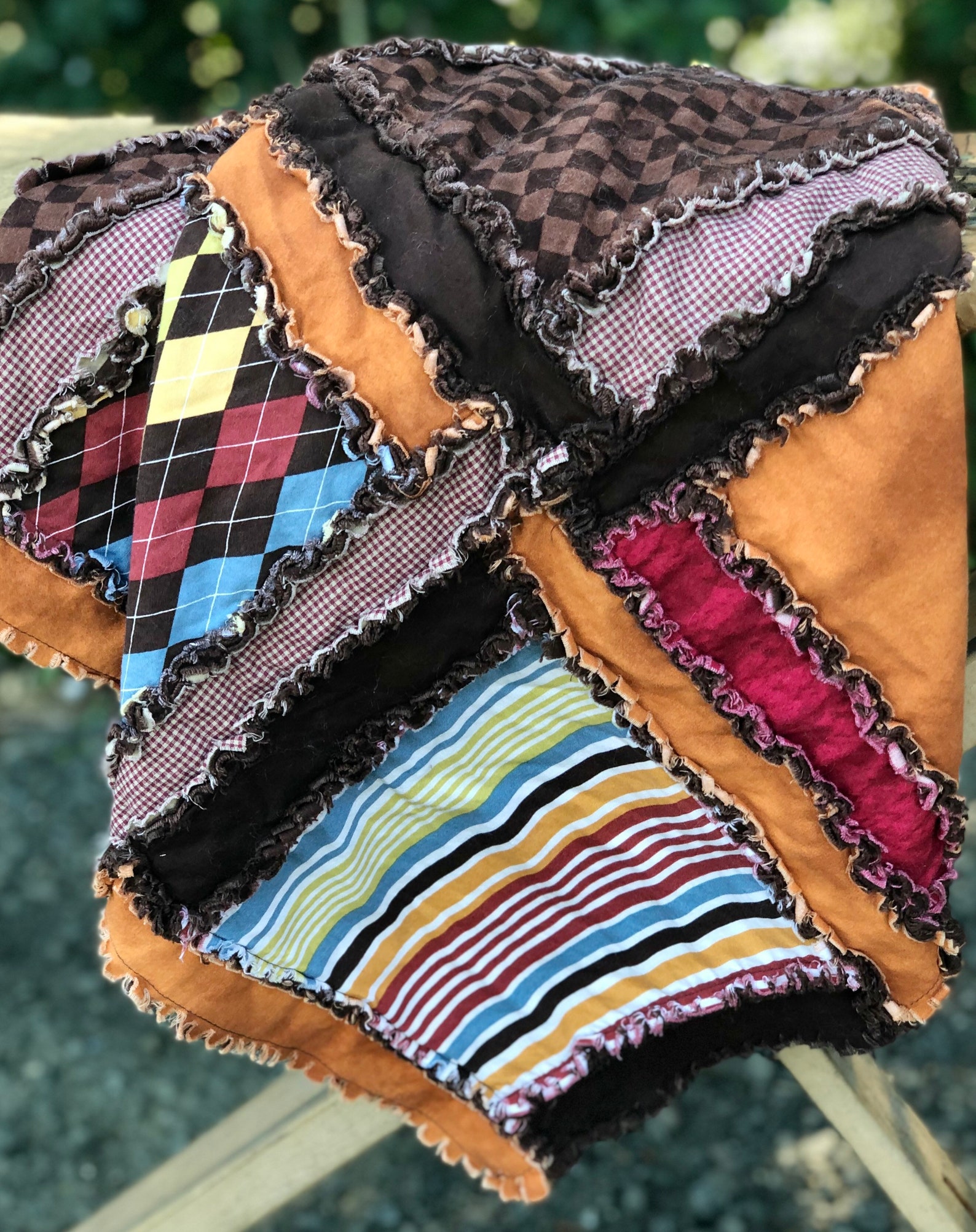 Small Rag Quilt Rag Quilt Brown Quilt Lap Quilt Baby Etsy