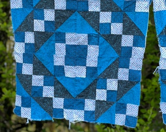 Indigo Blue Patchwork Quilt Top Piece, Quilt Top Piece, Patchwork Quilt Top, Blue Quilt Top Piece, Cutter Quilt Top, Quilt Top, Quilt Book