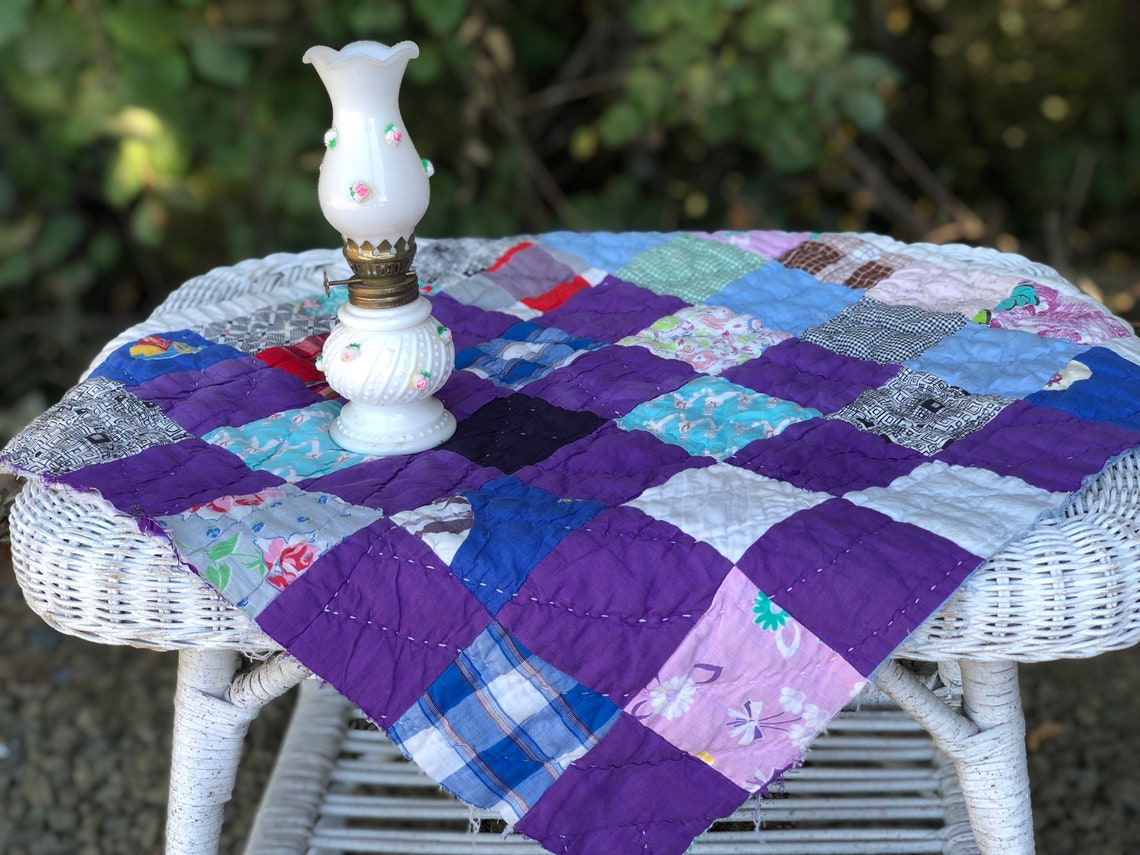 Purple Patchwork Quilt Piece Cutter Quilt Piece Vintage Etsy