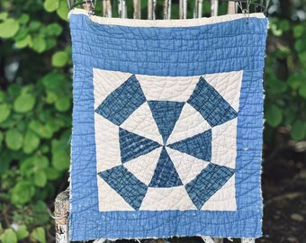 Primitive Indigo Blue Quilt Piece, Patchwork Quilt Piece, Old Quilt Piece, Antique Quilt, Vintage Quilt, Cutter Quilt Piece, Quilts, Quilt