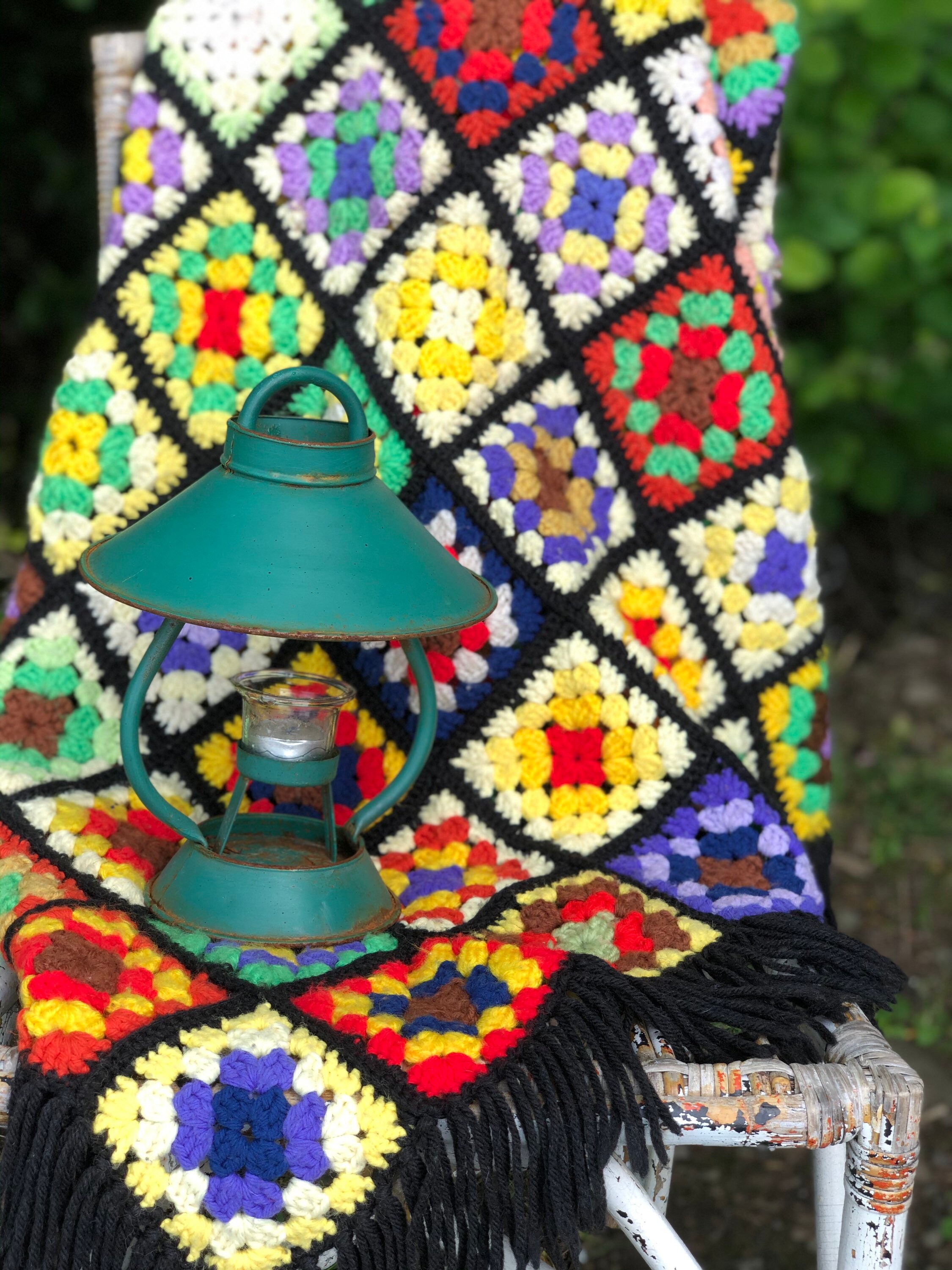 Granny Square Afghan Black Granny Square Afghan Traditional Etsy Ireland