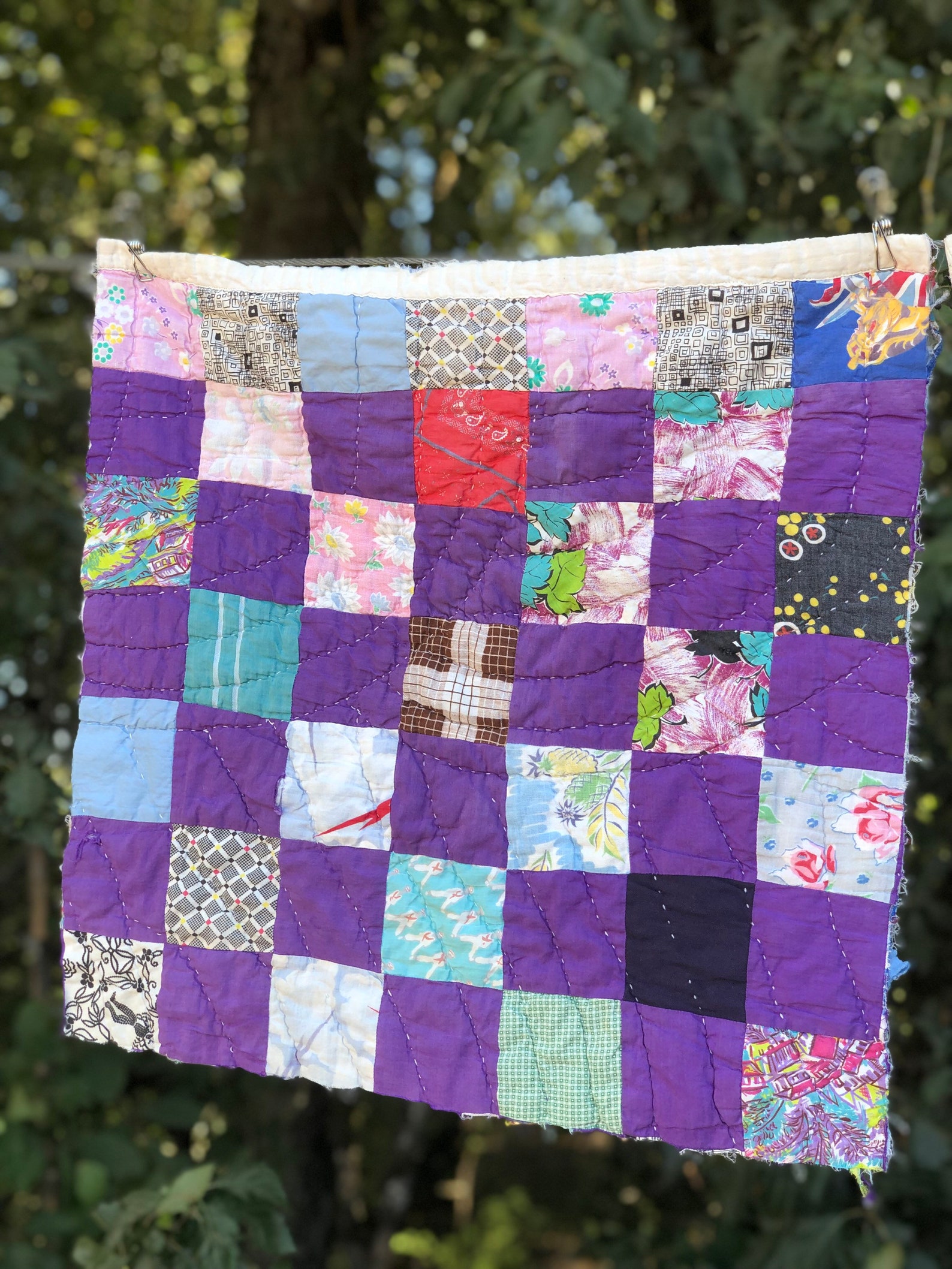 Purple Patchwork Quilt Piece Cutter Quilt Piece Vintage Etsy
