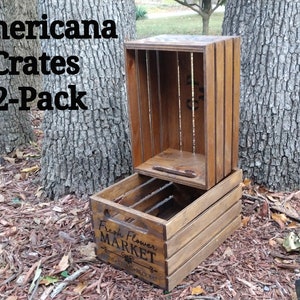 2-Pack Americana Wood Crates