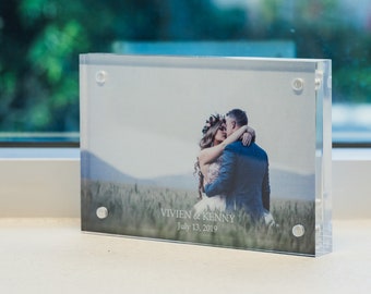 Personalized Engraved Clear Acrylic Custom Photo Frame 4x6 5x7 8x10 Freestanding Photo Block**Lowest Price** Graduation, Wedding, Engagement