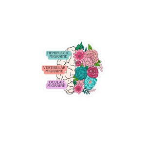 Migraine Awareness Decal, Brain Sticker, Chic Succulent Floral Design, Hemiplegic Vestibular Ocular, Laptop Decal, Car Decal, Water Bottle image 6