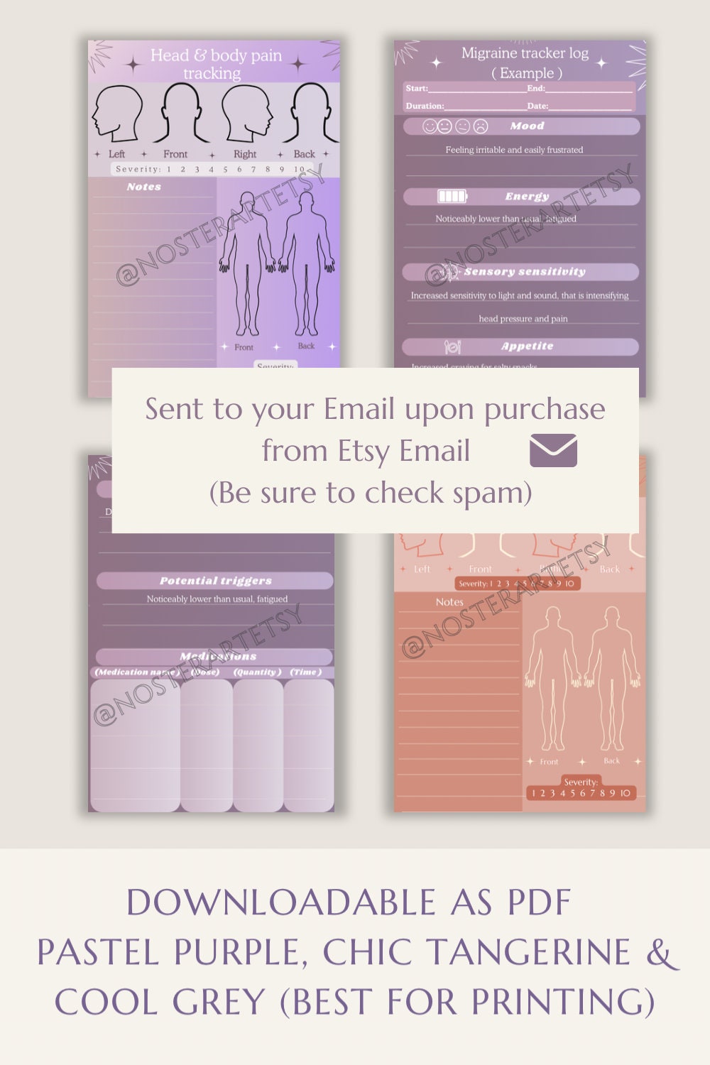 Migraine Chart Tracker Health Log Medical Tracker Digital Download 3