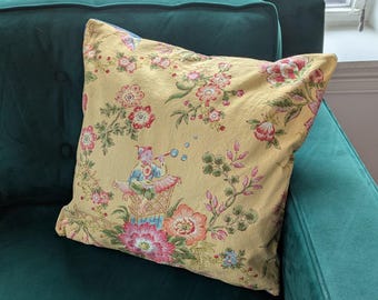 Grandma Chic Yellow Floral Throw Pillow