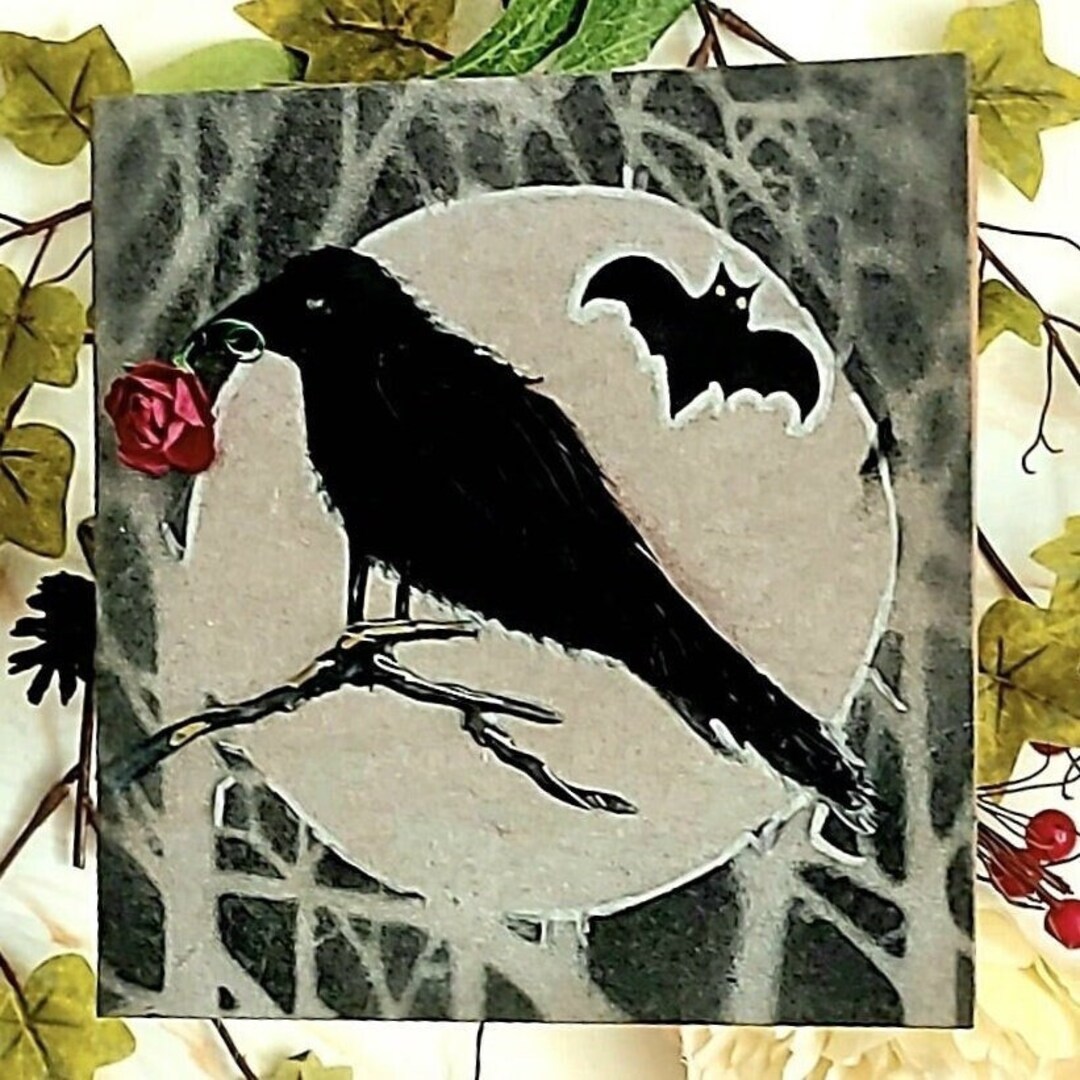 3d Raven and the Rose Gothic Greeting Card for All Occasions - Etsy
