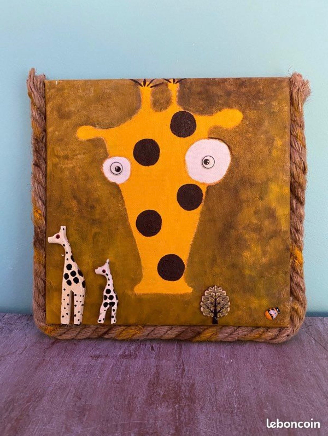 Tableau Enfant Girafe, Savane Marron Orangé