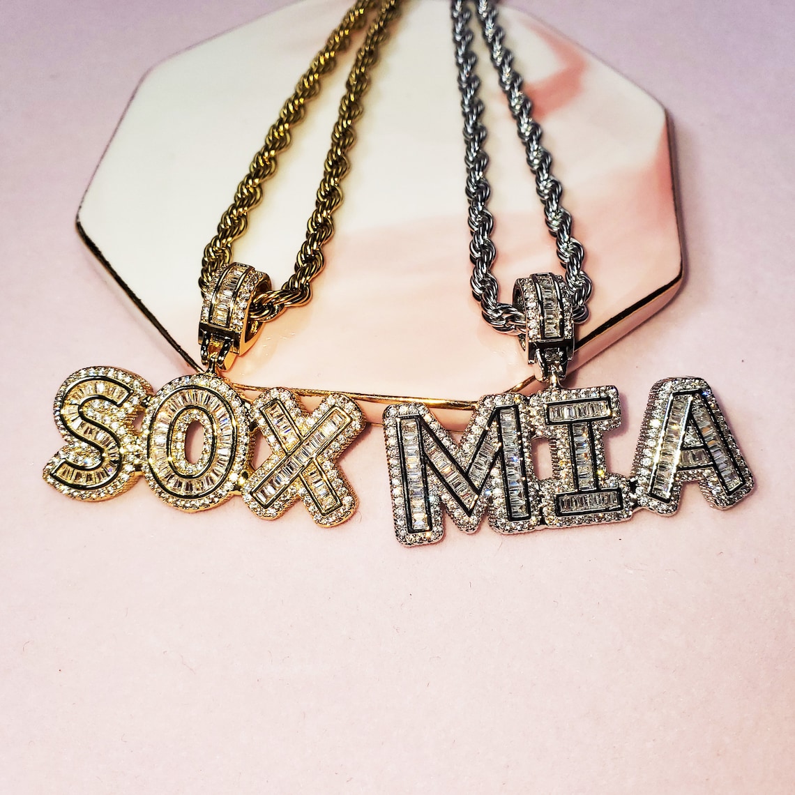 Custom Name&Letters Iced Out Pendants Chain Necklace Etsy