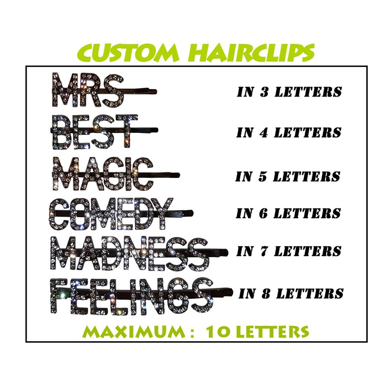 Custom Name Hair ClipWord Letters Rhinestone Hair Clip Name Etsy