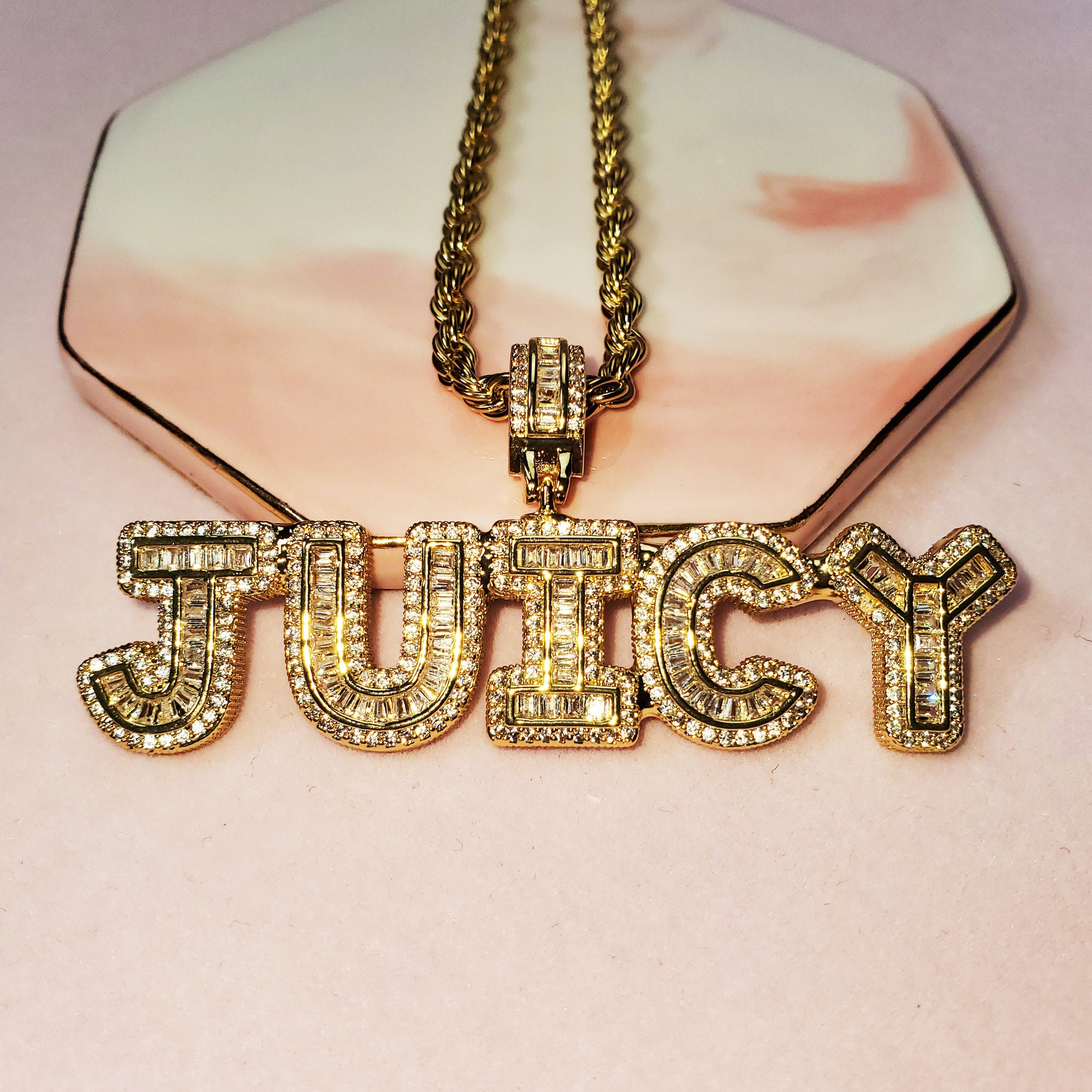 Custom Name&Letters Iced Out Pendants Chain Necklace | Etsy