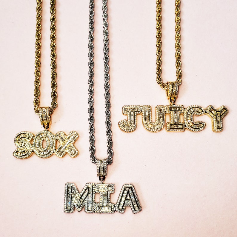 Custom Name&Letters Iced Out Pendants Chain Necklace Etsy