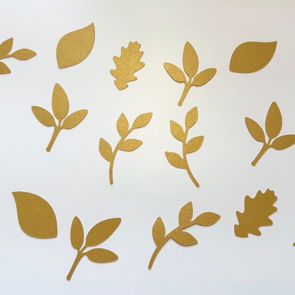 Shimmer gold, ecru, white leaves or mixed leaves table confetti | Spring party | housewarming party | Reception table | Engagement Wedding |