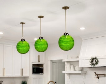 Green Frosted glass Modern light fixture , Hanging lamp for Dining room lights , hand blown glass pendant, ceiling lights