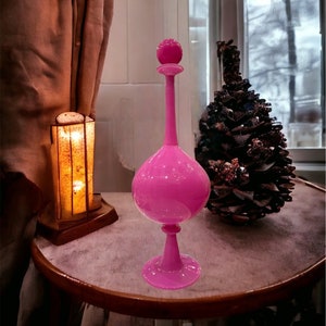 Rosa Moderne Dekanterflasche mit Stopfen - Handgemachte Glasflasche - Dekanter Geschenk - Deko Geschenke