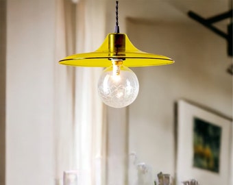 Rounded HANDMADE Deco light fixture , Hanging lamp for Dining room lights , hand blown glass pendant,Modern ceiling lights