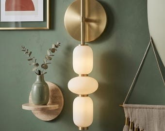 Bathroom Vanity Wall Light, Frosted Glass Wall Sconce, Brass Wall Lamp, Modern Bathroom Lighting, Bedside Wall Light Fixture