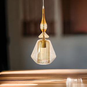 Blown glass light pendant for kitchen decor, glass blown pendant, custom lights, ceiling light fixture, blown glass pendant