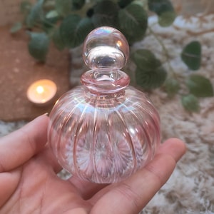 Pink Vintage Perfume Bottle Art Deco Flowers Essential Oil 