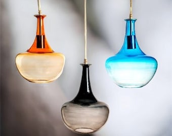 Set of 3 Multicolored Hand blown glass pendant, outdoor light fixture modern style , light fixture ,ceiling lights, modern chandelier