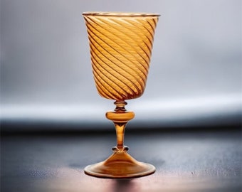 Verre à vin strié ambré | verres à vin peints à la main | verres à vin vintage | verres à cocktail antiques ambrés | verres à vin pour la décoration de la cuisine
