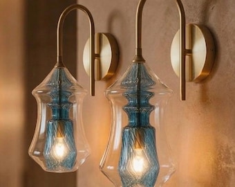Bathroom Vanity Light - Glass Wall Sconce – Blown Glass Wall Light, Bedside Wall Lamp, Modern Lighting