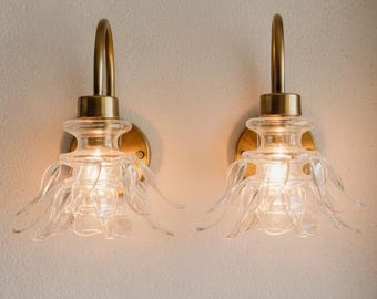 The Upside Down Bloom Wall Light – Hand-Formed Clear Glass Flower