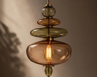 Glass Pendant Light | Hanging Lamp | Kitchen Island Light | Modern Pendant Lighting | Ceiling Light | Glass Hanging Light