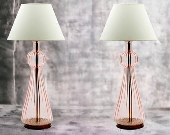 Set of Two Table lamps Modern, Home decorative bedside lamps, bedside lamp pair, blown Glass bedroom lamp, Desk lamp, Table lamp