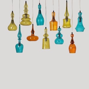 set of 11 Ceiling lights - kitchen island - pendant light for kitchen island - blown glass lighting - kitchen island lighting - Modern light
