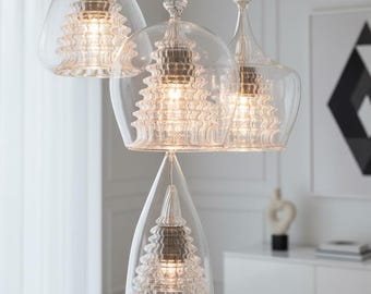 Pendant Light set of Four Double layer Glass, pendant lights for Kitchen Island