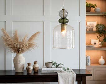 Fish skin Hand blown glass pendant light - Kitchen Island ceiling light