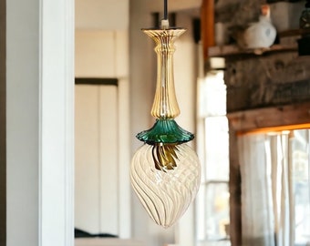 Blown glass light pendant for kitchen decor -  glass blown pendant - custom lights - ceiling light fixture - blown glass pendant - lighting