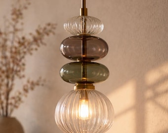 Lámpara colgante de cristal / Lámpara de techo / Lámpara para isla de cocina / Iluminación colgante moderna / Lámpara de techo / Lámpara colgante de cristal