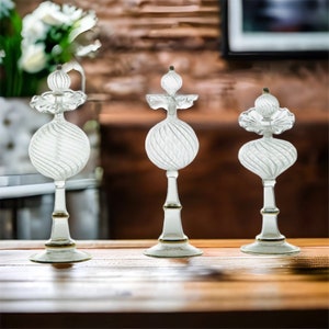 Set of Three hand blown Glassware Decorative Bottles - perfume Bottle - hand blown Glass - Essential oil bottle - fragrance decant - for her