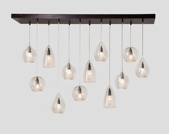 Artisanal Set of 12 Pendant Light Double layer Glass