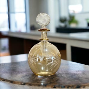 Mini frasco de ouro gravado | Frascos de perfume de vidro soprado | Frasco soprado à mão para óleos essenciais | Mini presente de Natal